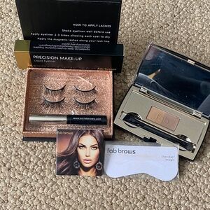 Magnetic Lash and Brow Set with Black and Brown Shades and liquid eye liner